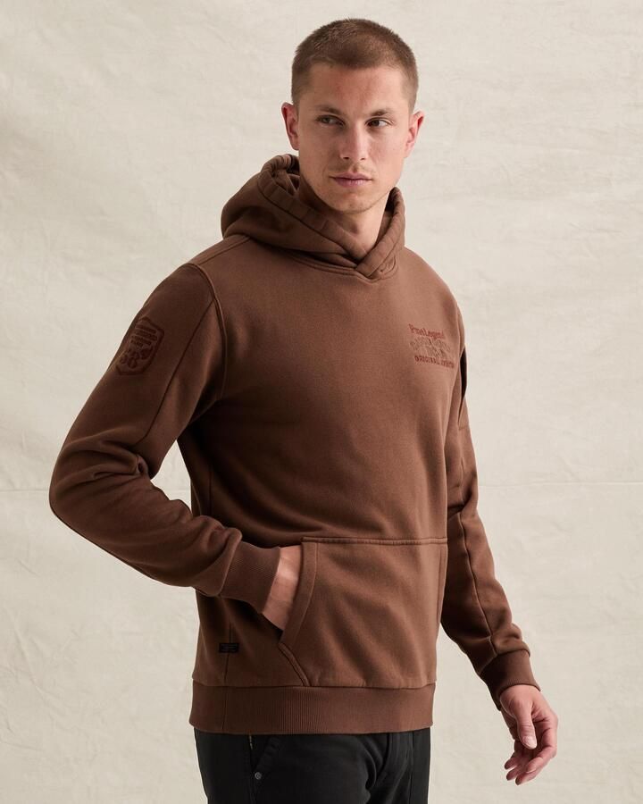 PME LEGEND Hoodie met print op de borst en kangoeroezak