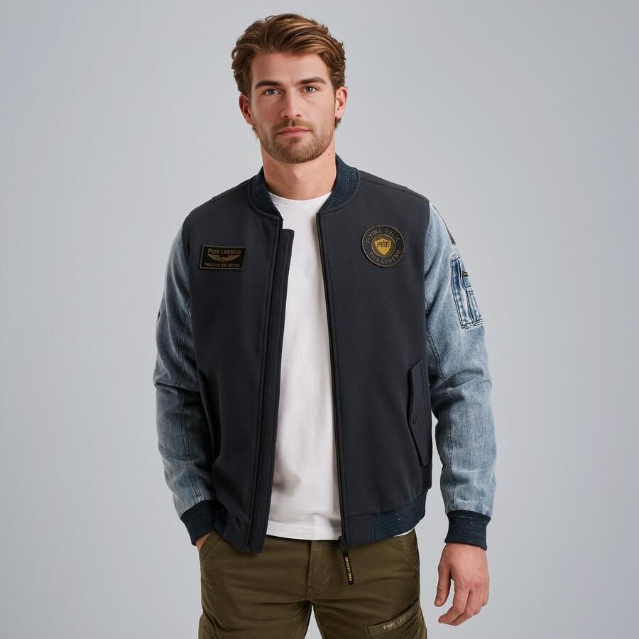 PME Legend Interlock Jacquard Twill Rits Jas Blue Heren