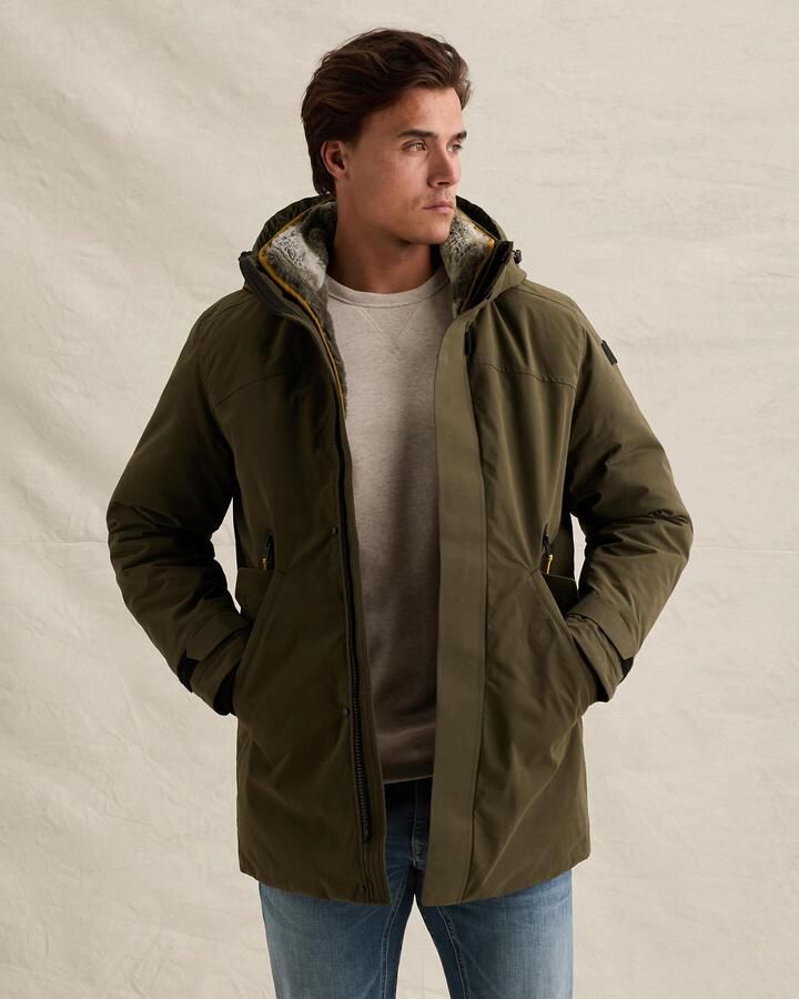 PME Legend winterparka met imitatiebontkraag donkergroen - Foto 2