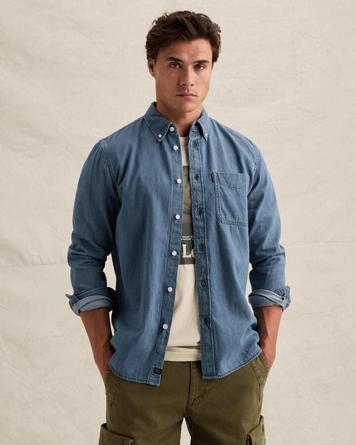 PME Legend denim regular fit overhemd mid wash - Foto 3