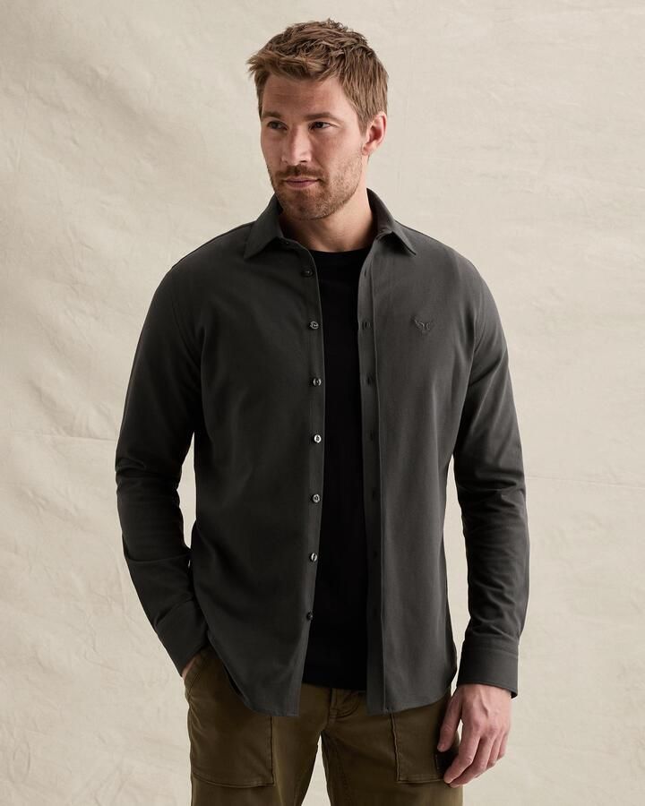 PME LEGEND Jersey overhemd met streeppatroon en borduursel