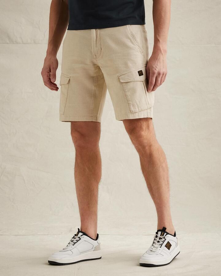 PME Legend relaxed cargo short met linnen beige - Foto 3