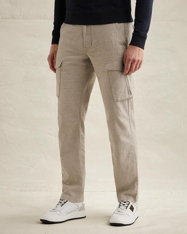 PME Legend regular cargobroek met linnen beige - Foto 3