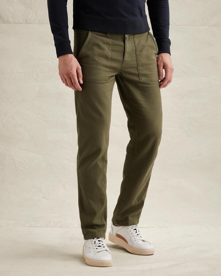 PME Legend relaxed casual broek met linnen donkergroen - Foto 3