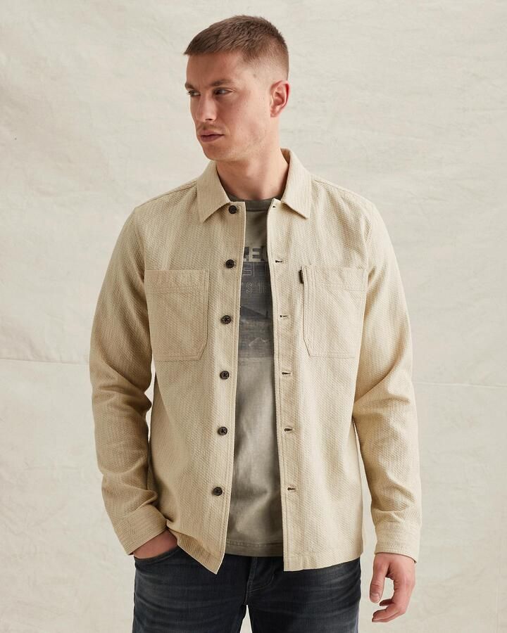 PME LEGEND Heren Overshirts The Pete Structure Dobby Creme - Foto 7