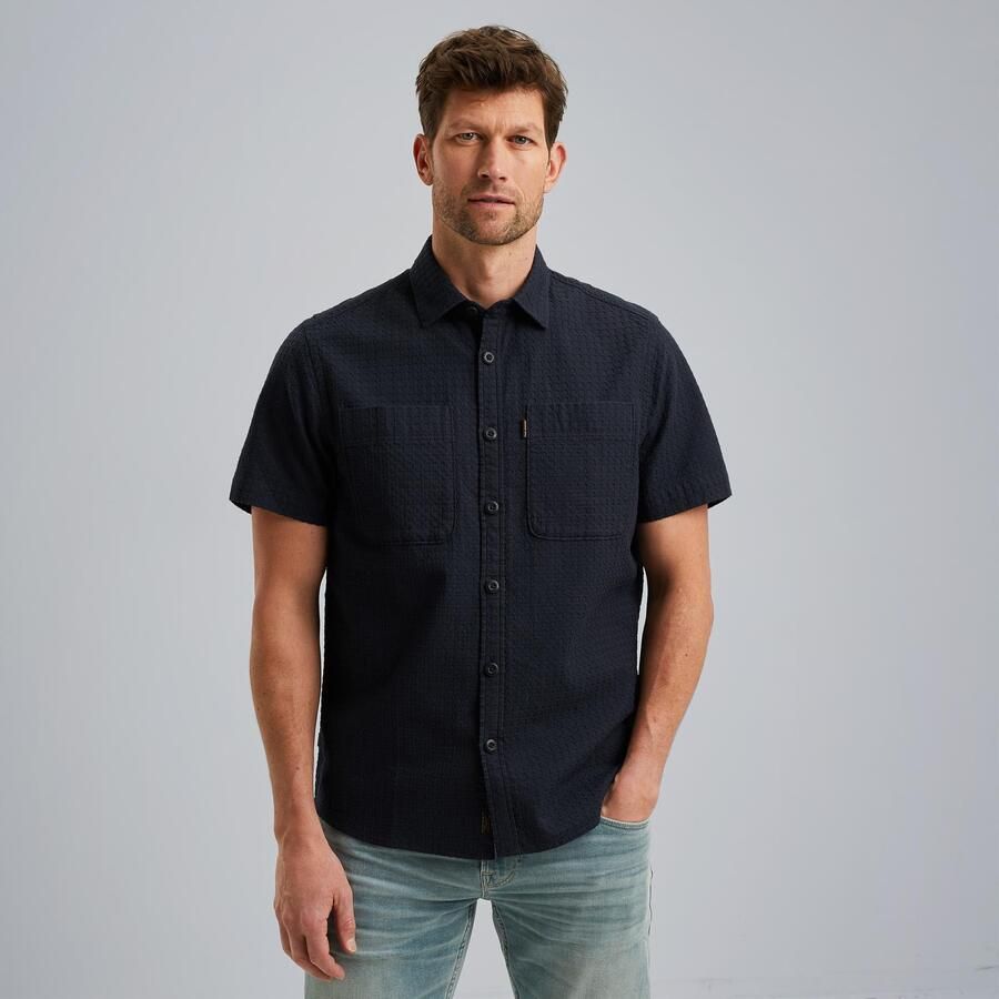 PME Legend overshirt met textuur donkerblauw