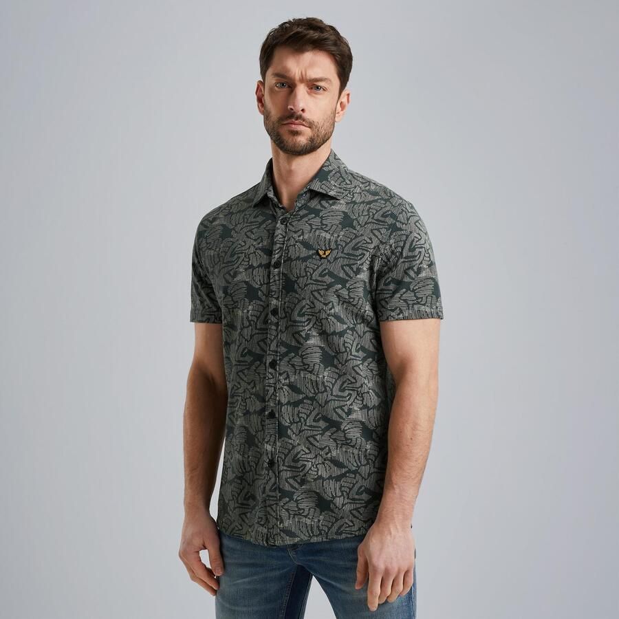 PME Legend Short Sleeve Overhemd Print Donkergroen