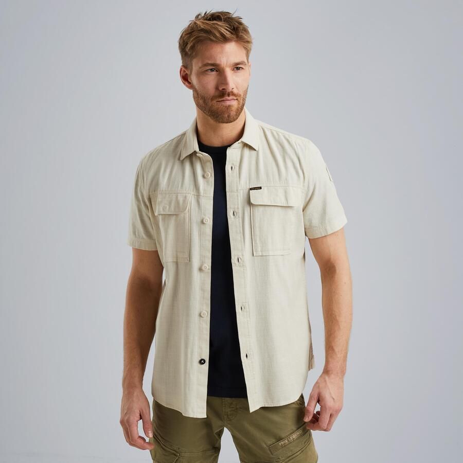 PME Legend Korte Mouw Slub Katoenen Overhemd Psis2503242 Beige Heren - Foto 3