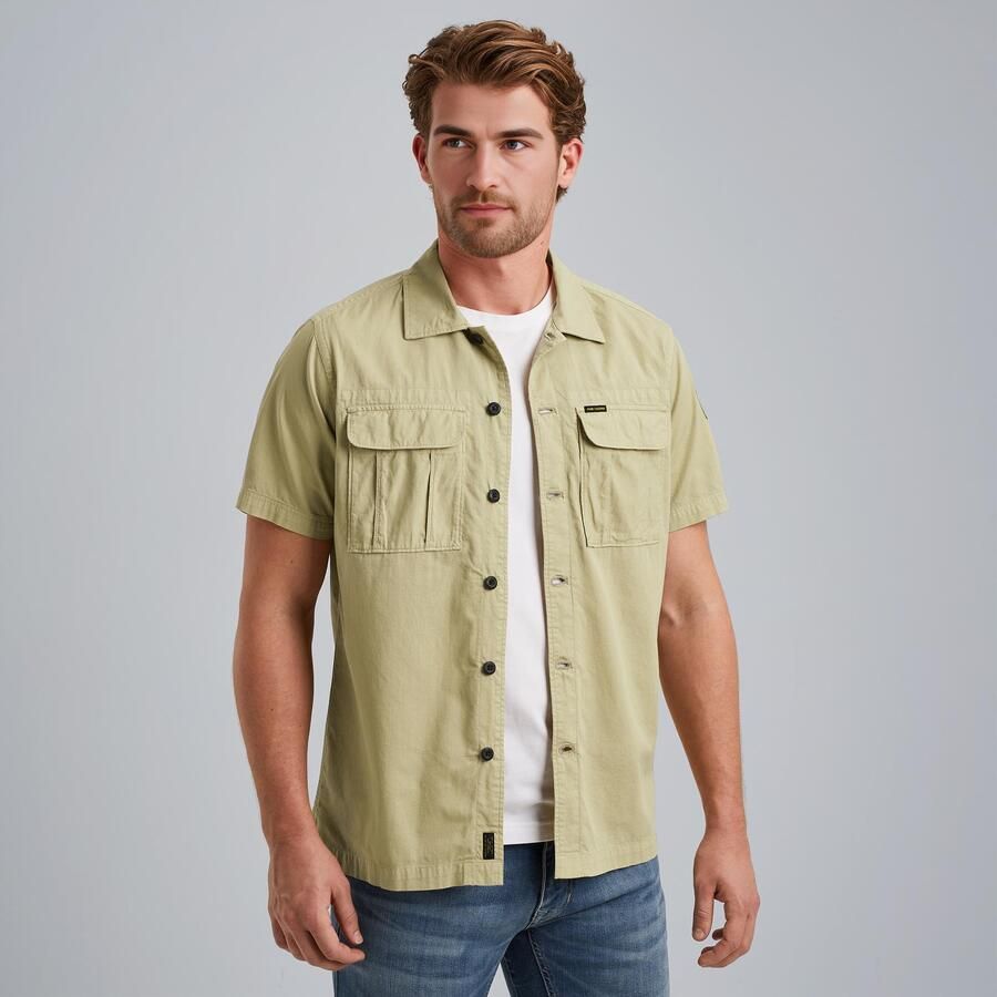 PME Legend Short Sleeve Overhemd Bedford Groen - Foto 2
