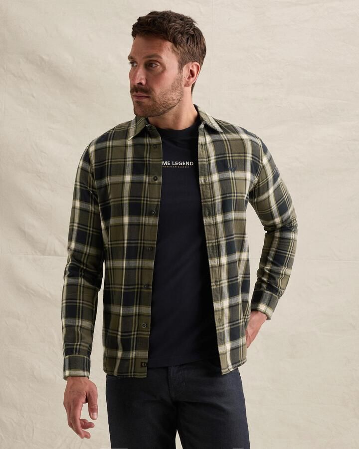 PME LEGEND Overhemd met lumberjack ruitpatroon en geborduurd logo