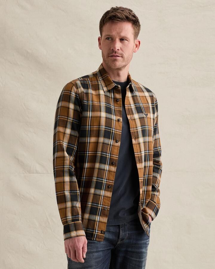 PME LEGEND Overhemd met lumberjack ruitpatroon en geborduurd logo