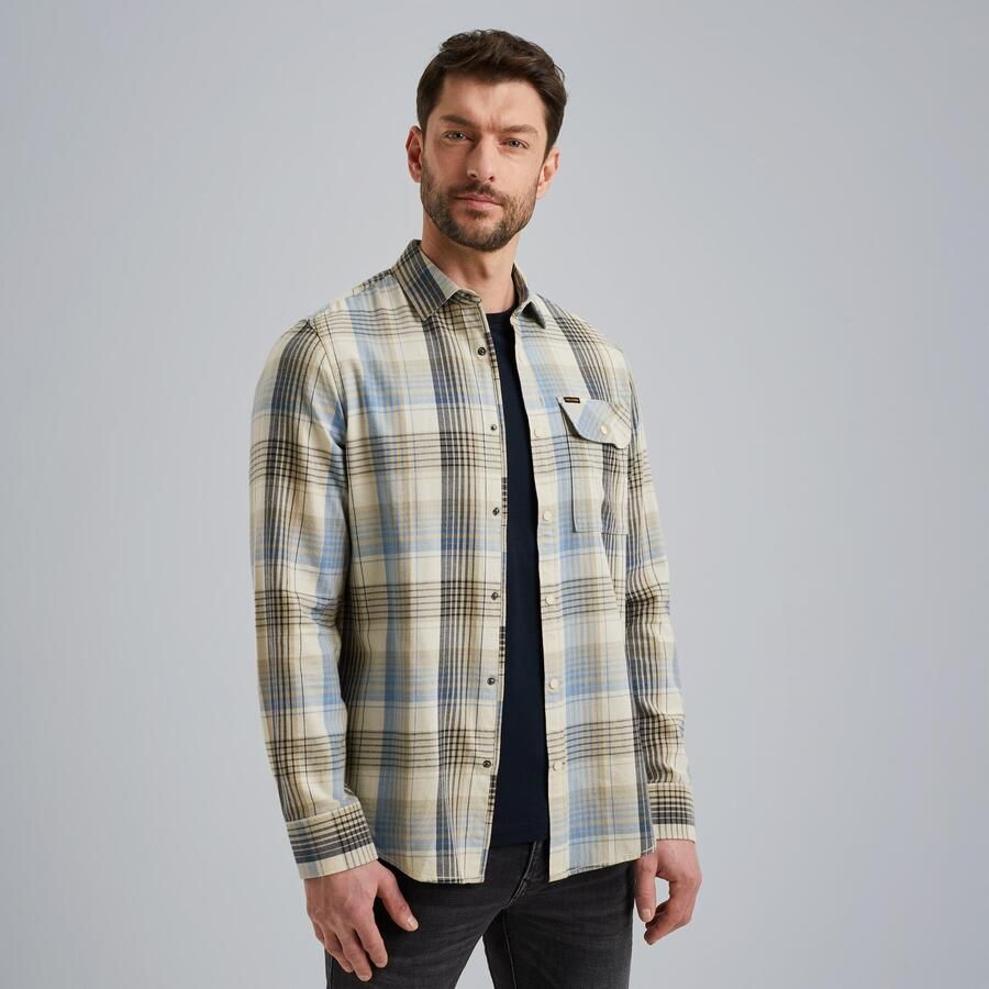 PME Legend Geruite Twill Casual Overhemd Beige Heren
