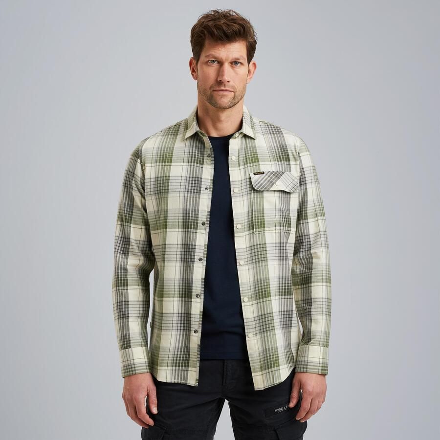 PME Legend Geruite Twill Casual Overhemd Green Heren