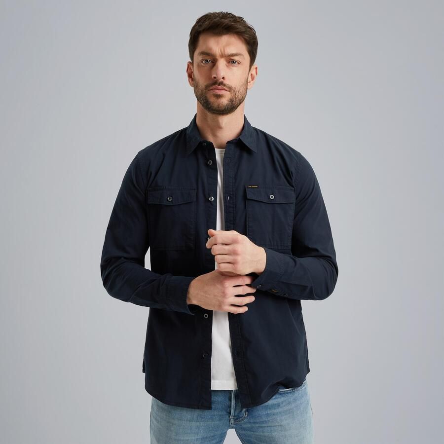 PME LEGEND Heren Overhemden Long Sleeve Shirt Light Gd Poplin Stretch Blauw - Foto 5