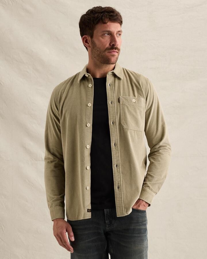 PME Legend corduroy regular fit overshirt stone green