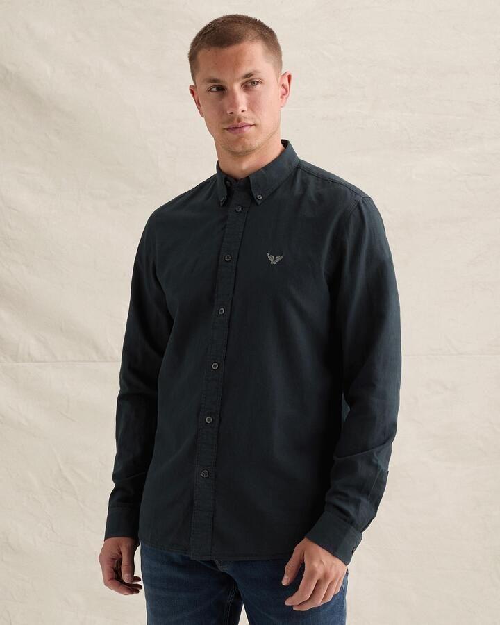 PME LEGEND Overhemd van een katoen linnenblend garment-dye wassing