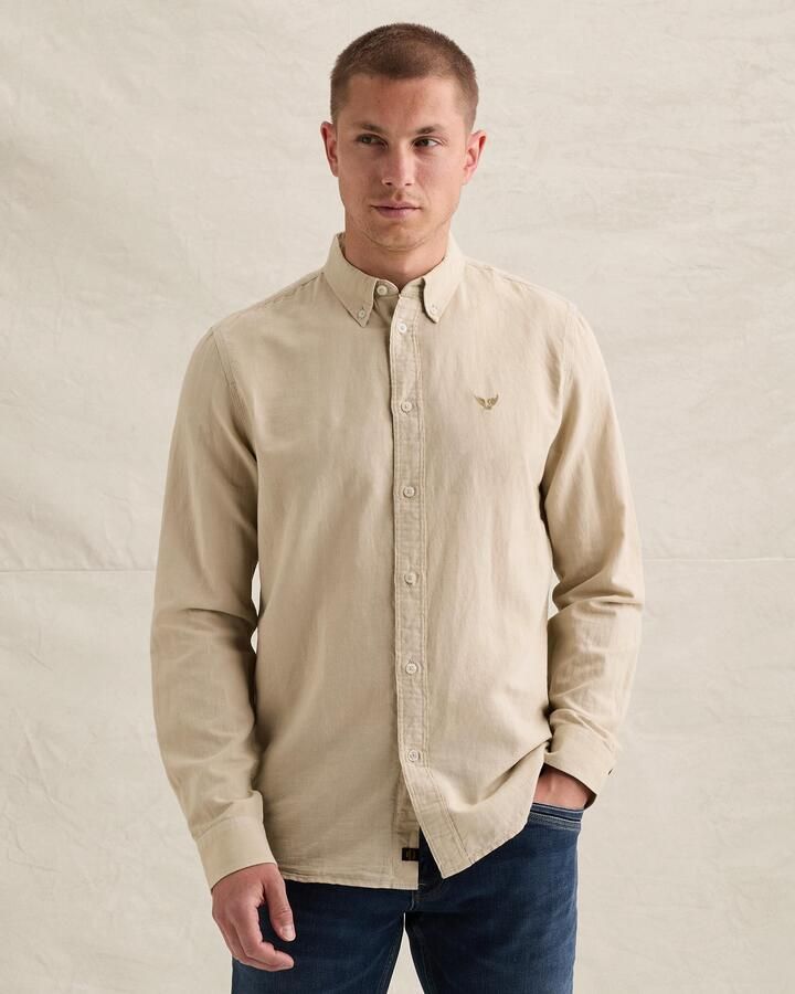PME LEGEND Overhemd van een katoen linnenblend garment-dye wassing
