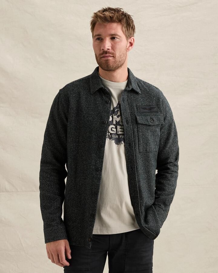 PME Legend flanel regular fit gemêleerd overshirt antraciet