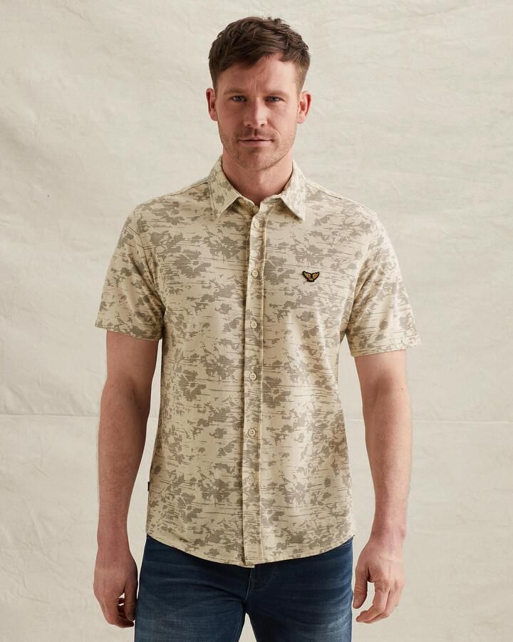 PME LEGEND Heren Overhemden Skynight S s Aop Desert Flower On Ctn Jersey Pique Creme - Foto 7