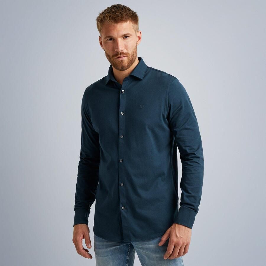 PME Legend regular fit satin jersey overhemd met logo navy blazer - Foto 4