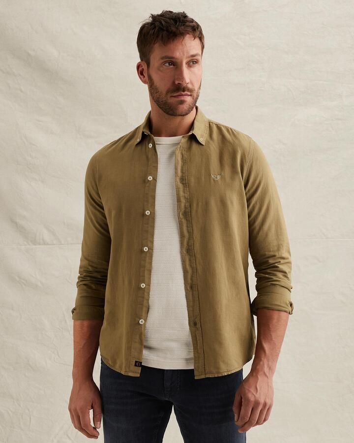 PME LEGEND Overhemd van katoen linnen met garment-dye wassing