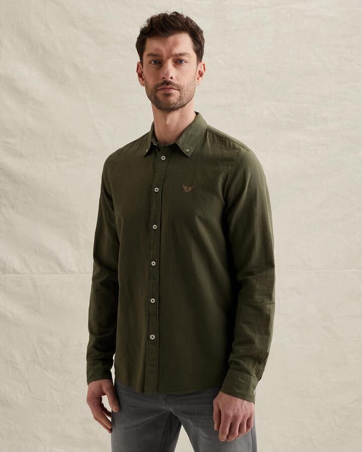 PME LEGEND Overhemd van katoen linnen met garment-dye wassing - Foto 7