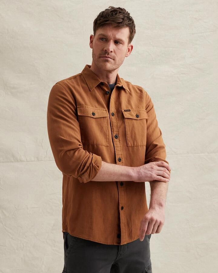 PME LEGEND Overhemd van katoen linnen met stitching details - Foto 3