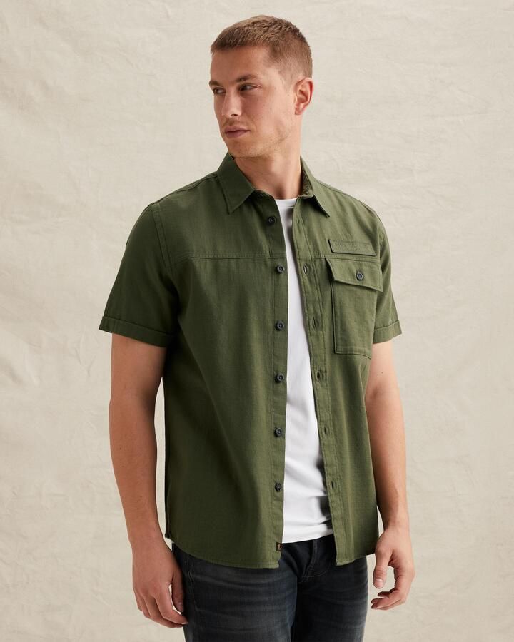PME LEGEND Heren Overhemden Wrenchmen S s Cotton Slub Cargo Olijf - Foto 5