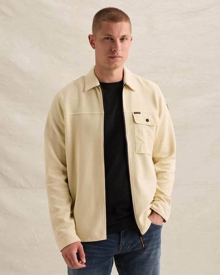 PME Legend regular fit overshirt met wafelstructuur bone white