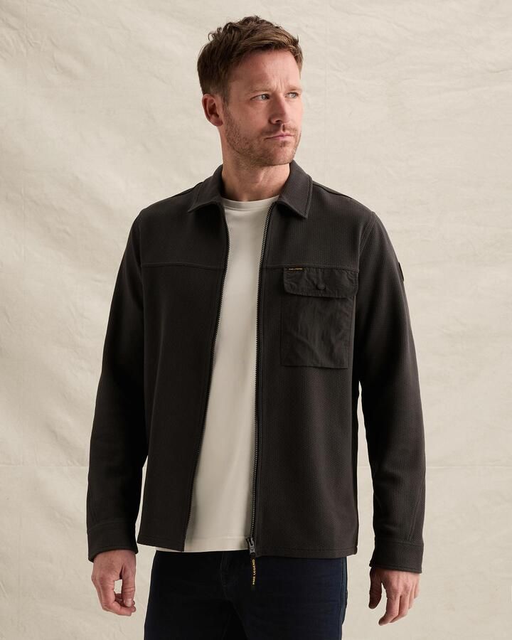 PME Legend regular fit overshirt met wafelstructuur antraciet - Foto 2