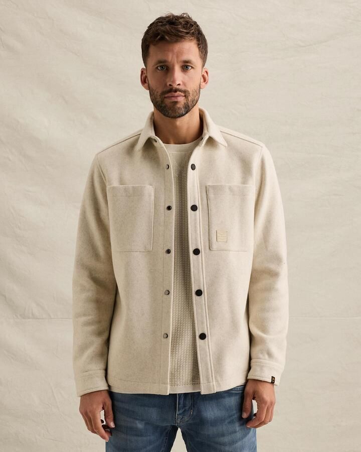 PME Legend fleece regular fit overshirt bone white - Foto 3
