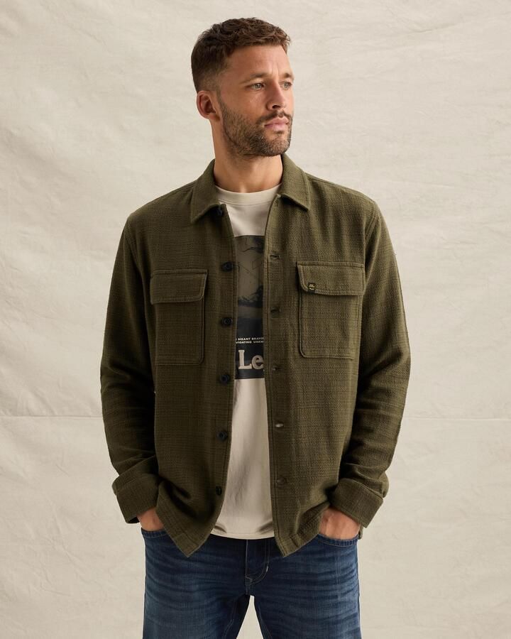 PME LEGEND Overshirt van tweekleurig slubkatoen