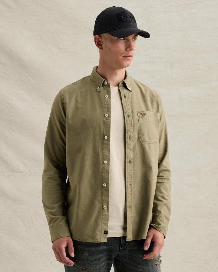 PME LEGEND Oxford overhemd met garment-dye wassing en button-down kraag