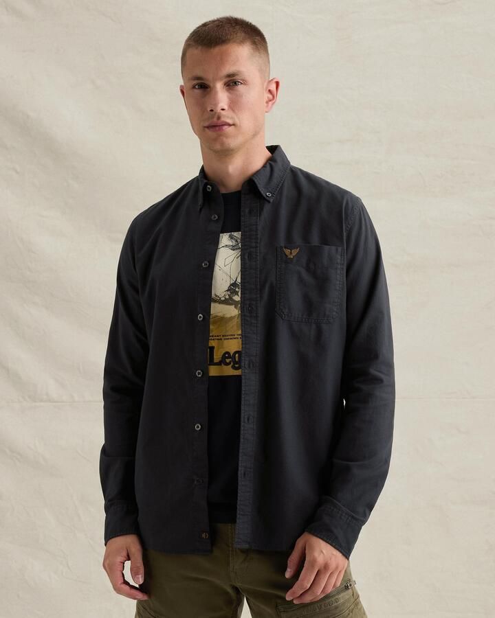 PME LEGEND Oxford overhemd met garment-dye wassing en button-down kraag