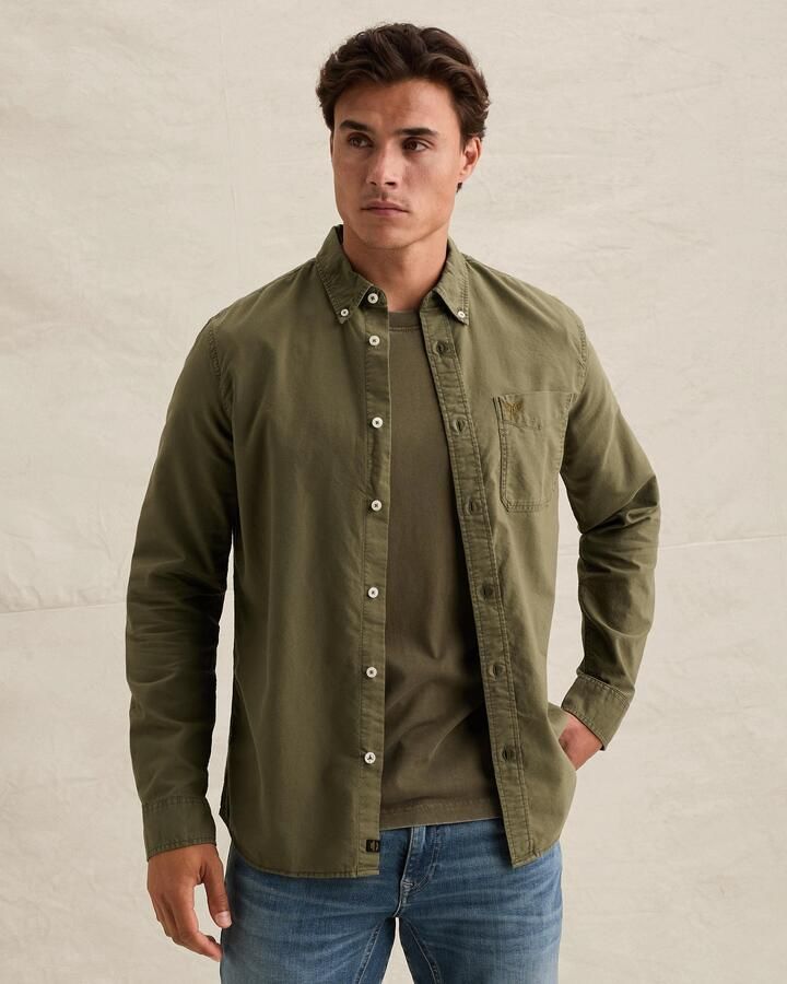 PME LEGEND Oxford overhemd met garment-dye wassing en button-down kraag