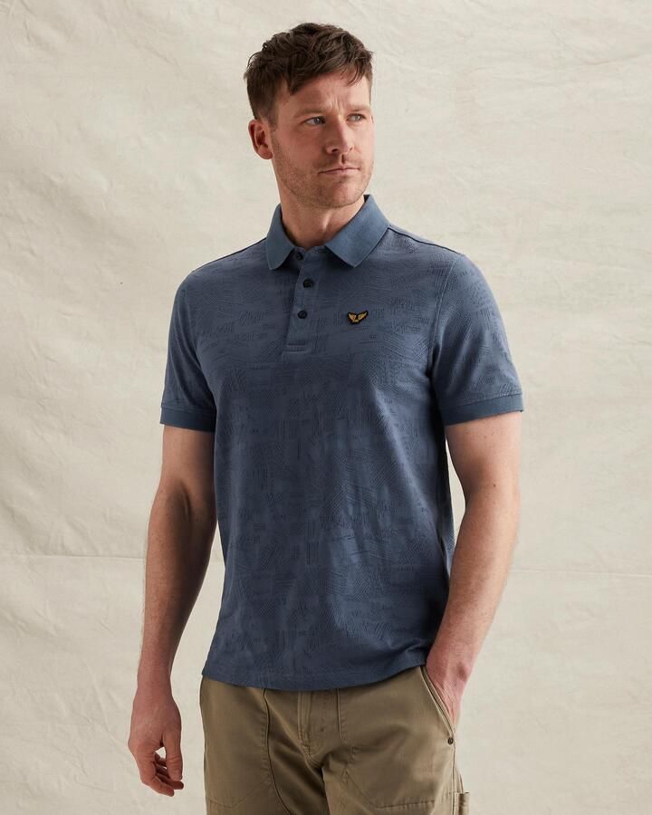 PME Legend regular polo met ingebreid patroon donkerblauw - Foto 6