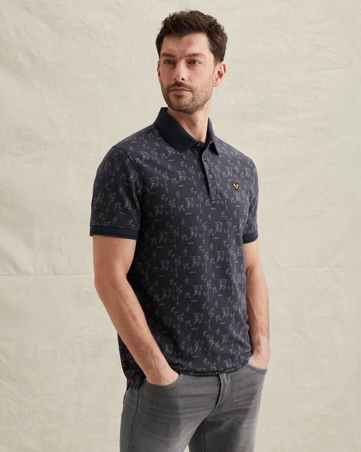 PME LEGEND Polo met allover print en ribkraag - Foto 3