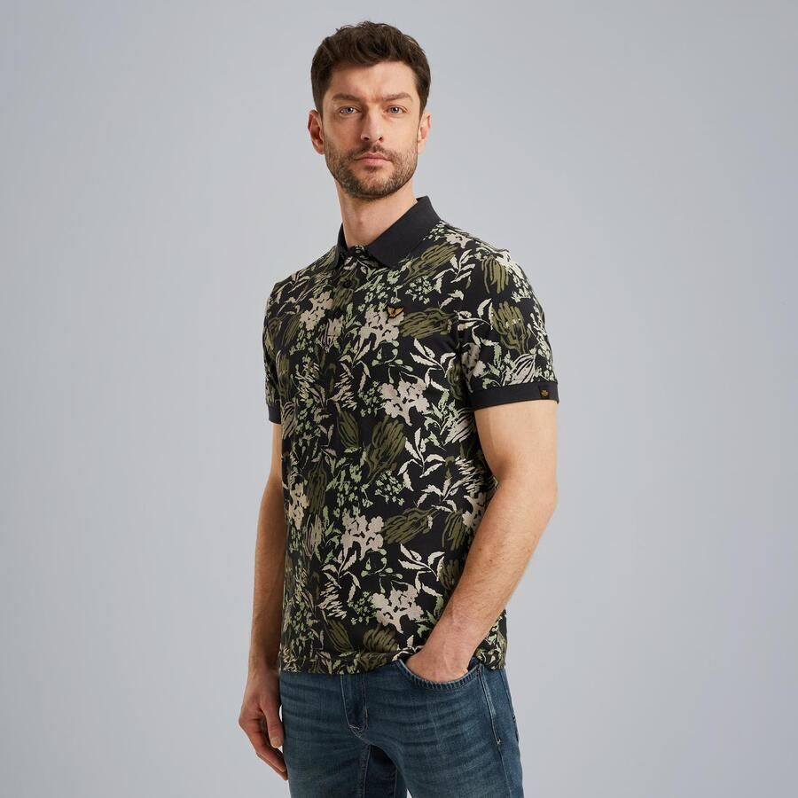 PME Legend Poloshirt Piqué Print Navy