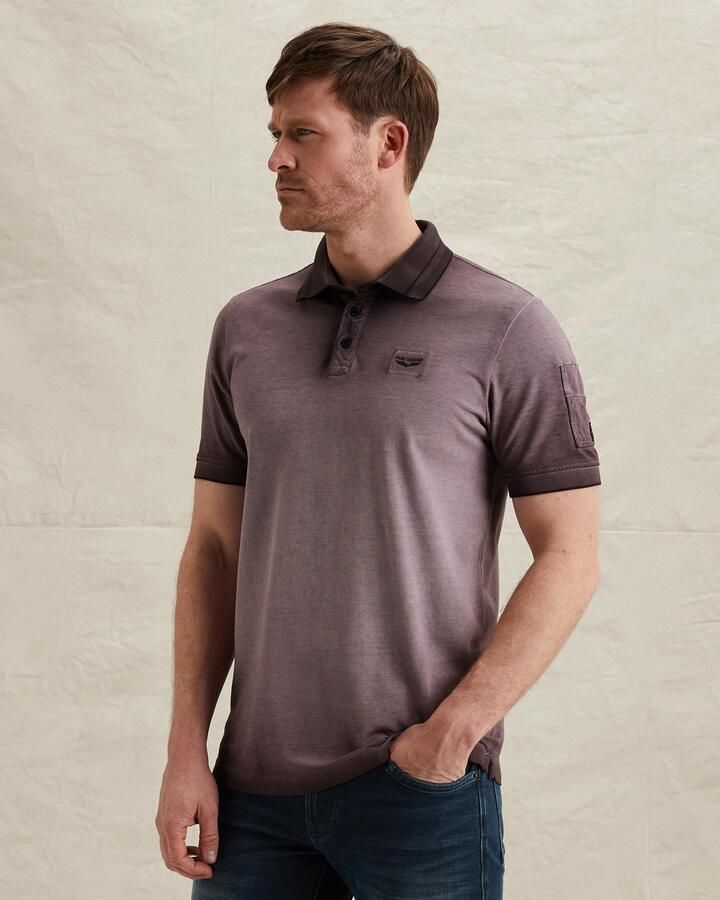 PME LEGEND Polo met cold-dye wassing en flight pocket