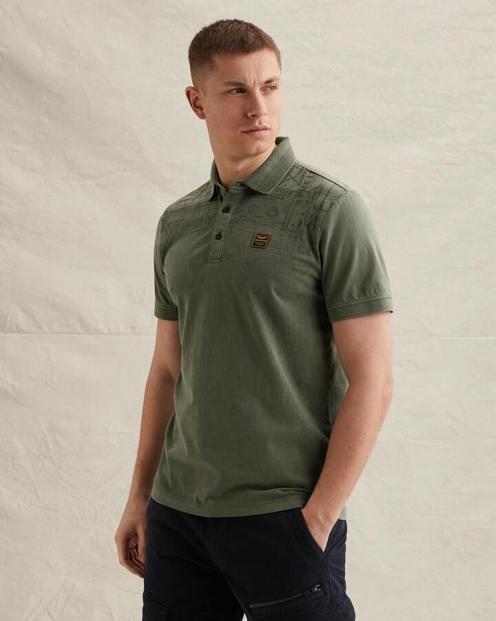 PME LEGEND Polo met garment-dye wassing en print