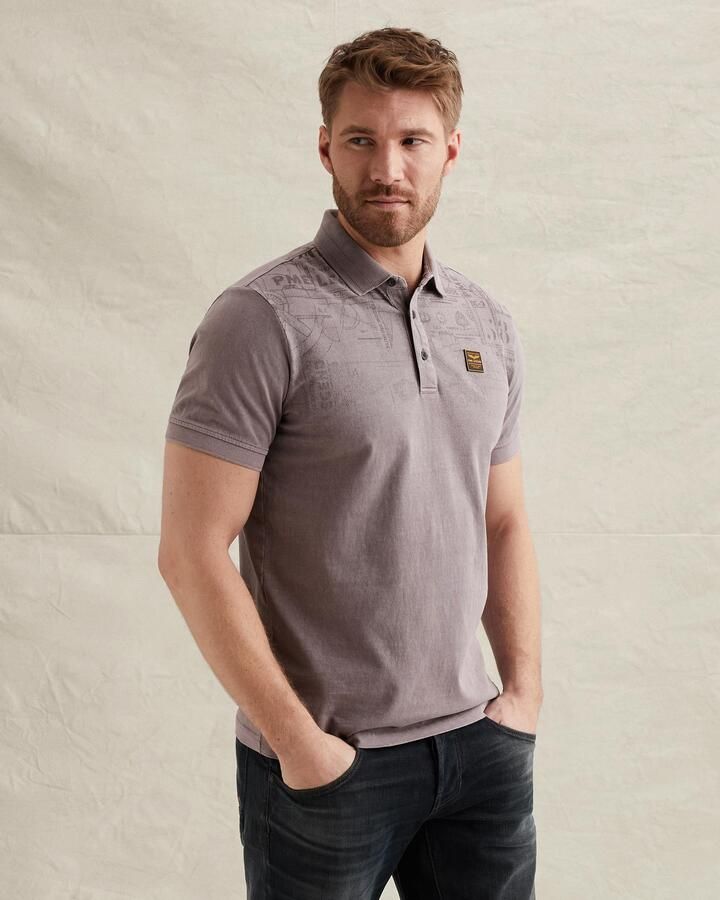 PME LEGEND Polo met garment-dye wassing en print