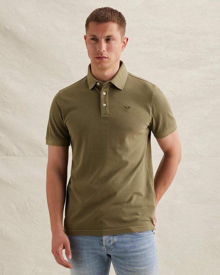 PME LEGEND Polo met garment-dye wassing van piqué