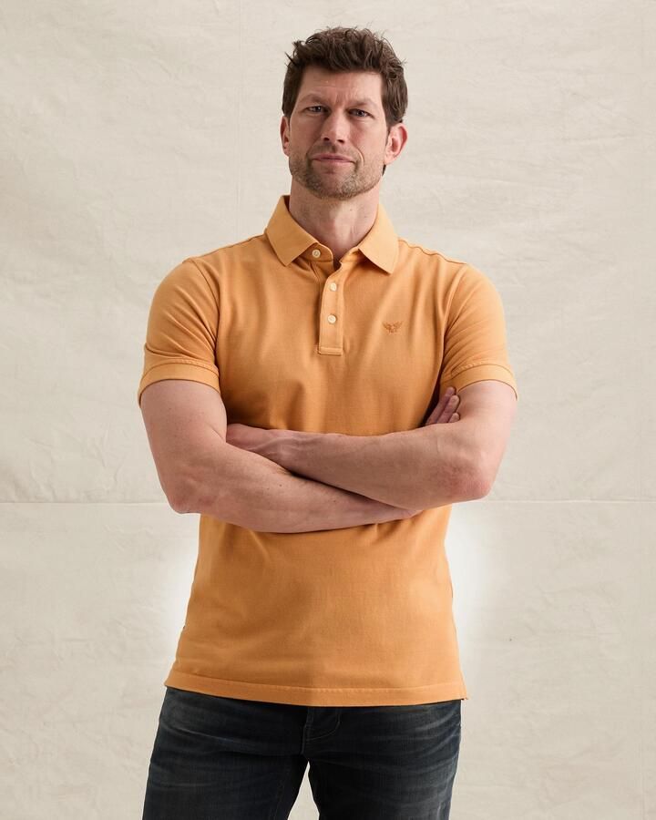 PME LEGEND Polo met garment-dye wassing van piqué