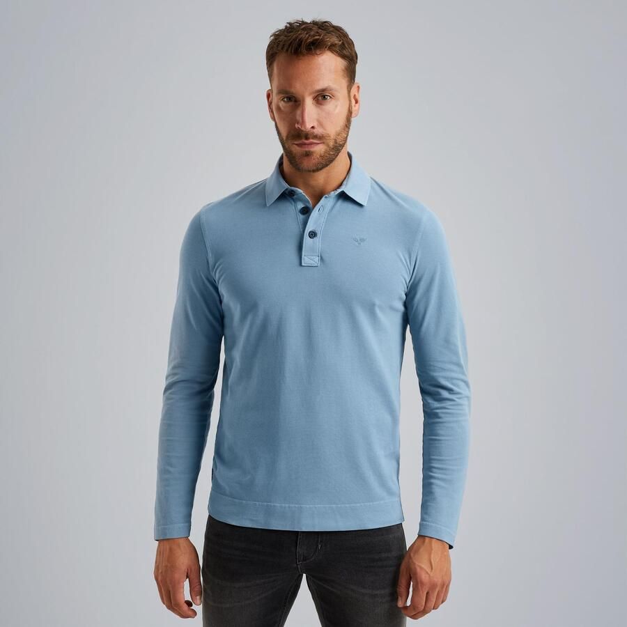 PME Legend Lange mouw polo shirt piqué kledingstuk Blue Heren