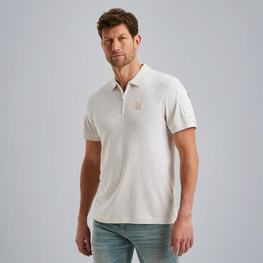 PME LEGEND Heren Polo's & T-shirts Short Sleeve Polo Interlock Melange Zip Beige - Foto 7