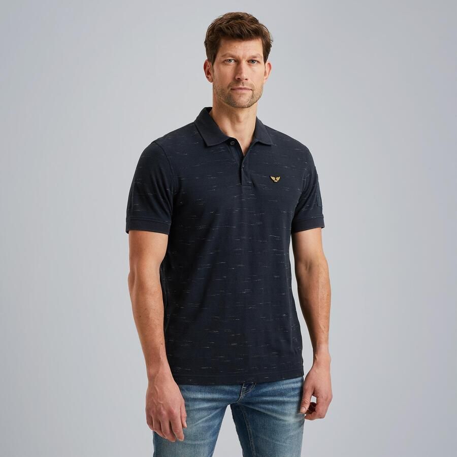 PME Legend regular polo gebreid donkerblauw - Foto 4