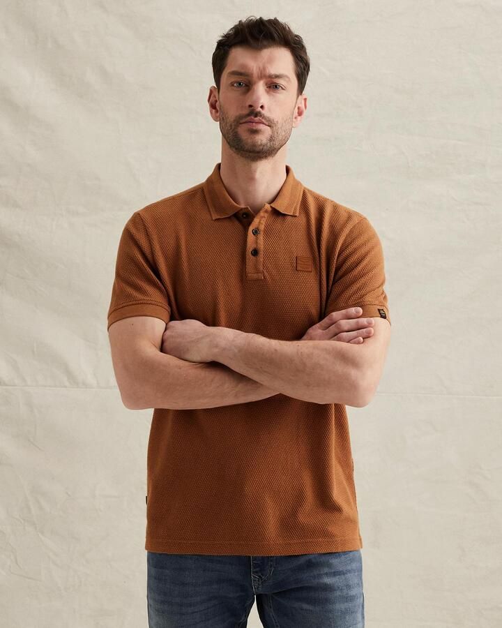 PME Legend regular polo gebreid donker oranje
