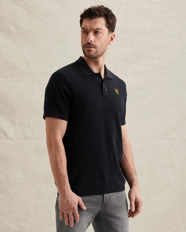 PME Legend regular polo gebreid donkerblauw - Foto 3