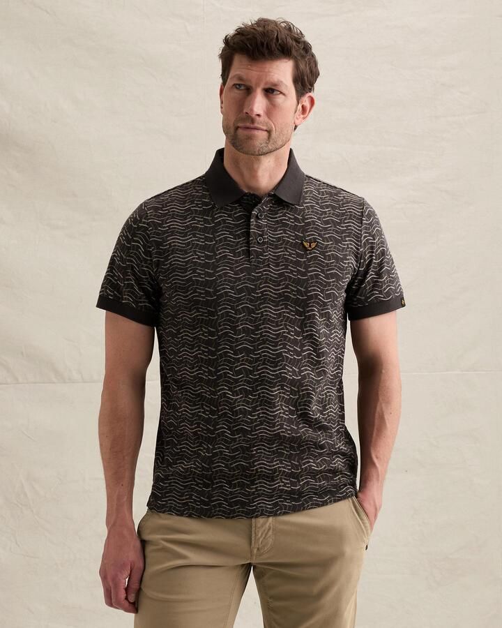 PME Legend regular fit polo met print donkerbruin - Foto 3