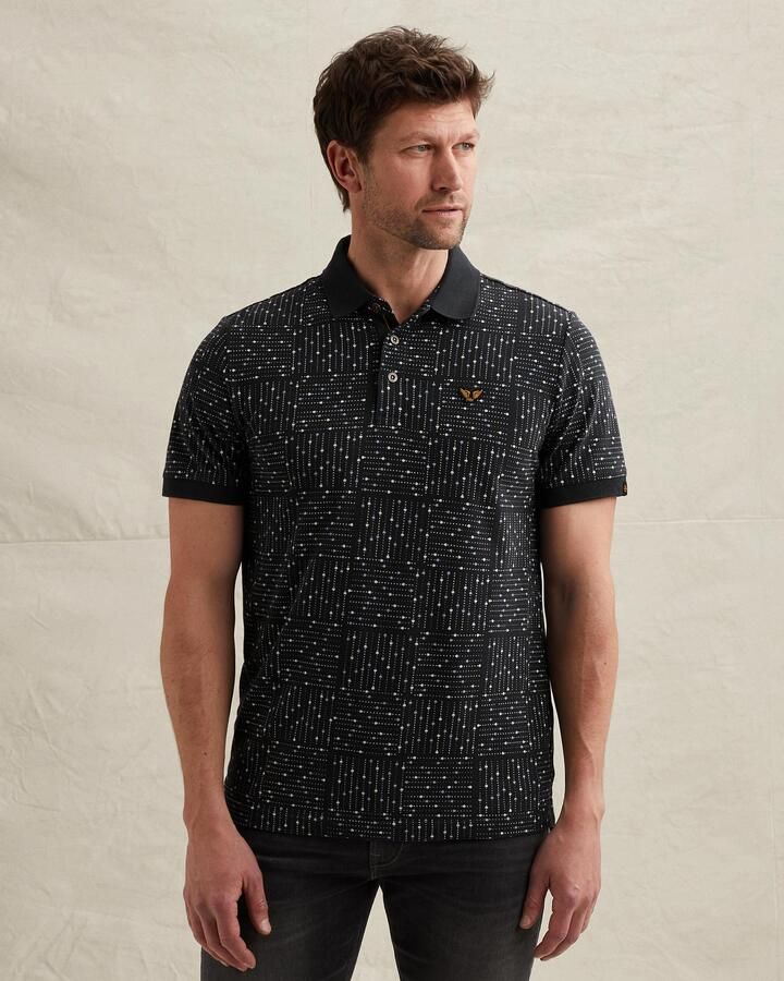 PME LEGEND Polo van fijne piqué met allover print